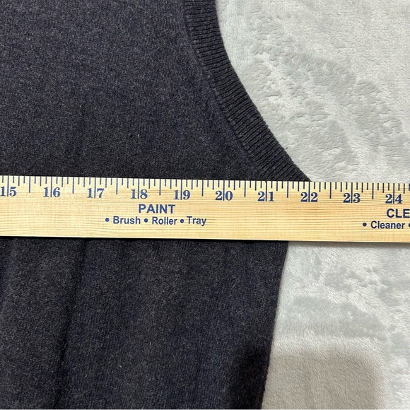 WOOLOVERS Mens Vest Large Cashmere Blend Jumper Tank Top Grey Good Cond v neck - Picture 4 of 6